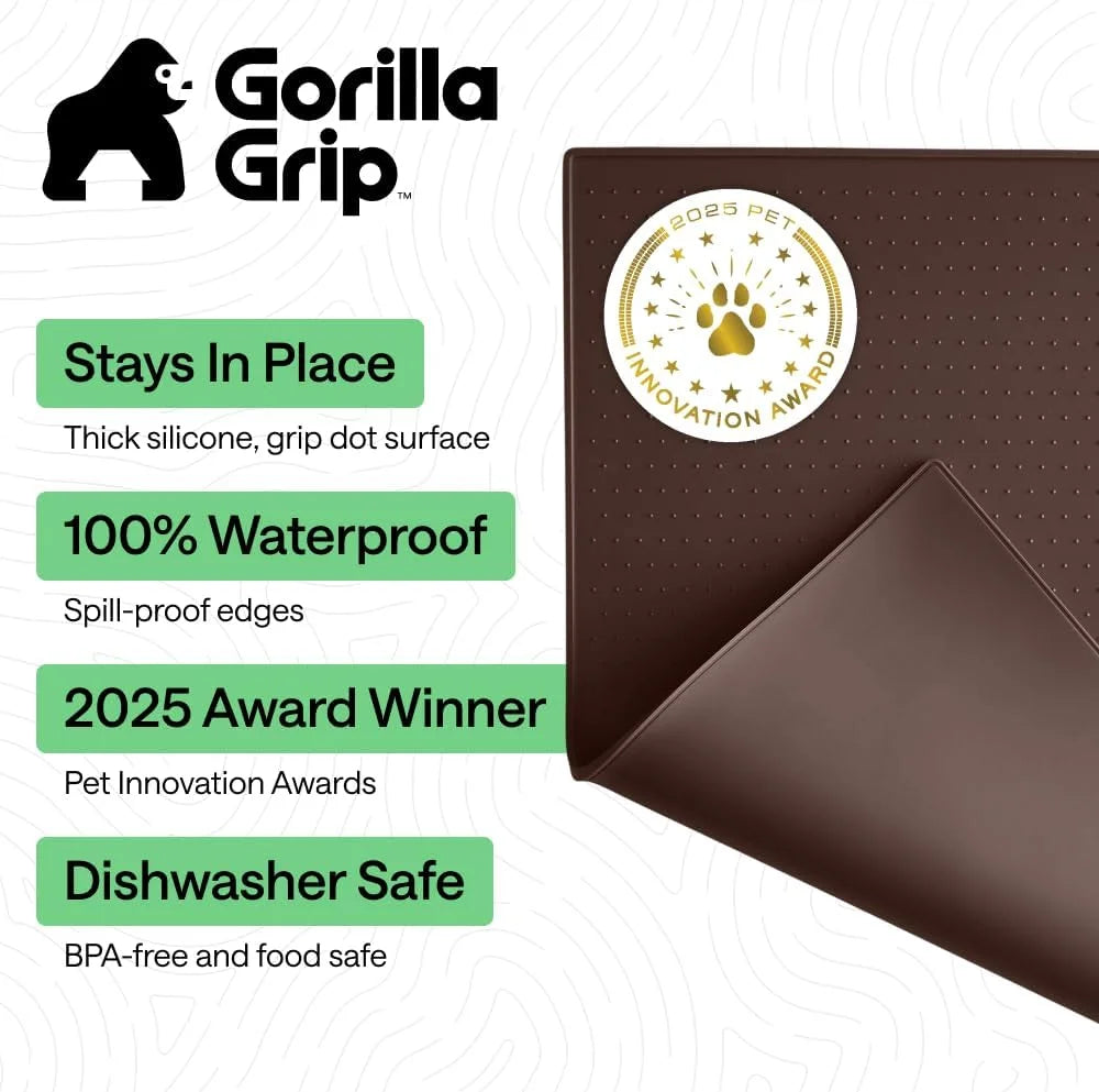 GORILLA GRIP Dog Food Mat, 100% Waterproof Silicone, 26x17 Navy