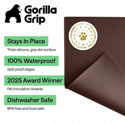 GORILLA GRIP Dog Food Mat, 100% Waterproof Silicone, 26x17 Navy