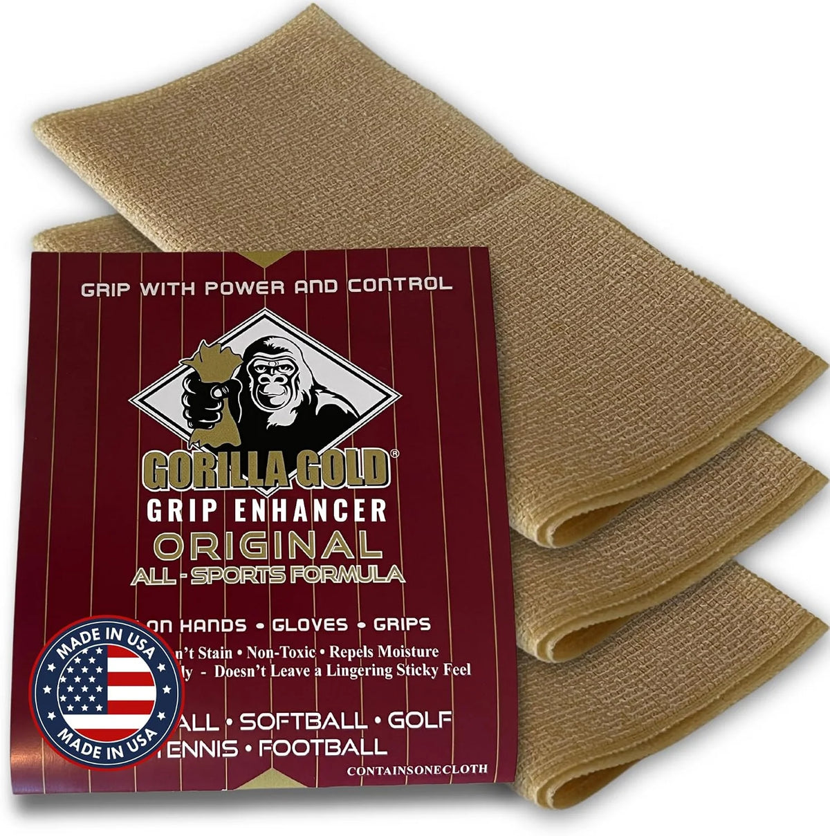 Gorilla Gold Grip Enhancer Tacky Towel - USA-Made Chalkless Formula