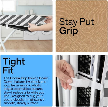 GORILLA GRIP Padded Ironing Board Cover, 15x54 Silver