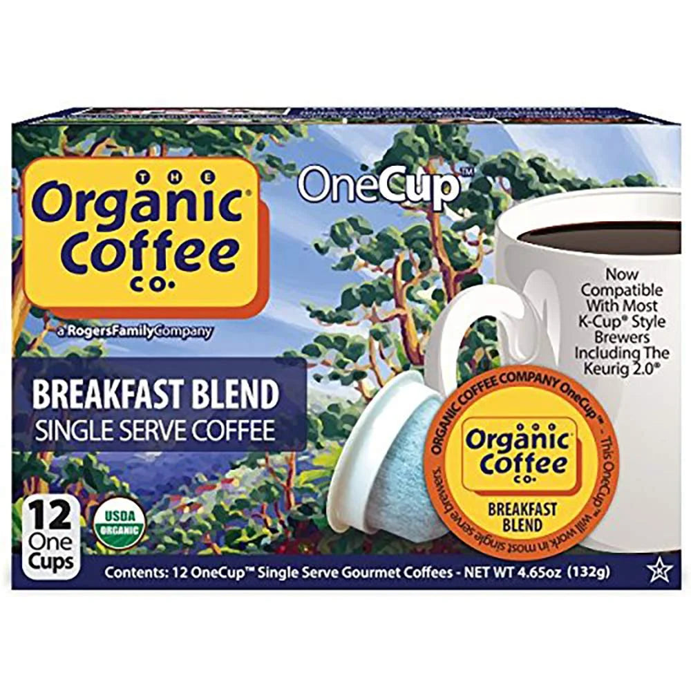 The Organic Coffee Co. Compostable Coffee Pods - Gorilla Decaf (36 Ct) K Cup Compatible including Keurig 2.0, Medium Roast, Swiss Water Processed, USDA Organic
