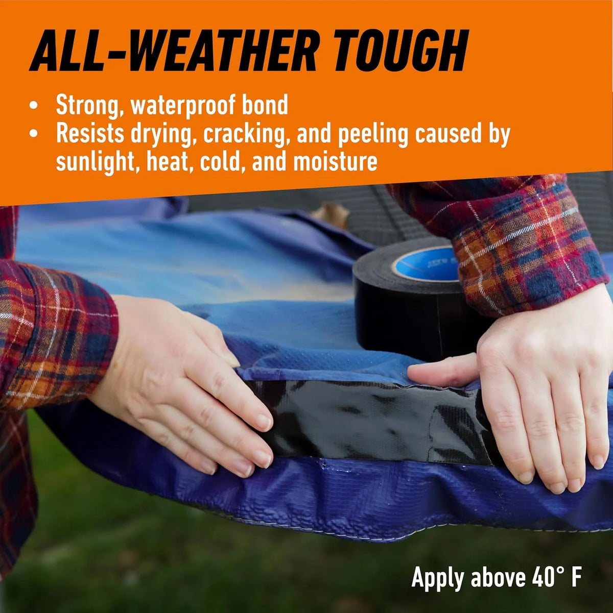 GORILLA All Weather Duct Tape, Black, 1.88" x 25 yd