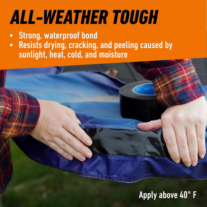 GORILLA All Weather Duct Tape, Black, 1.88" x 25 yd