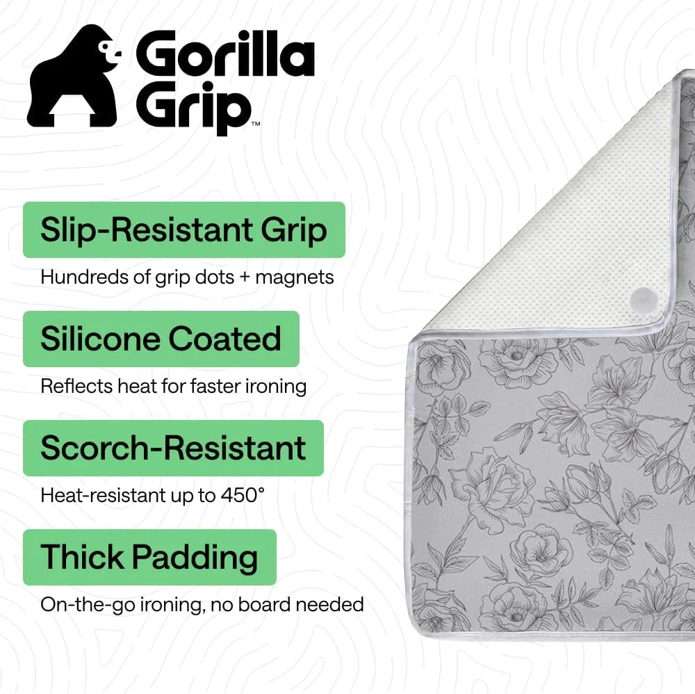 GORILLA GRIP Padded Ironing Board Cover, 15x54 Silver