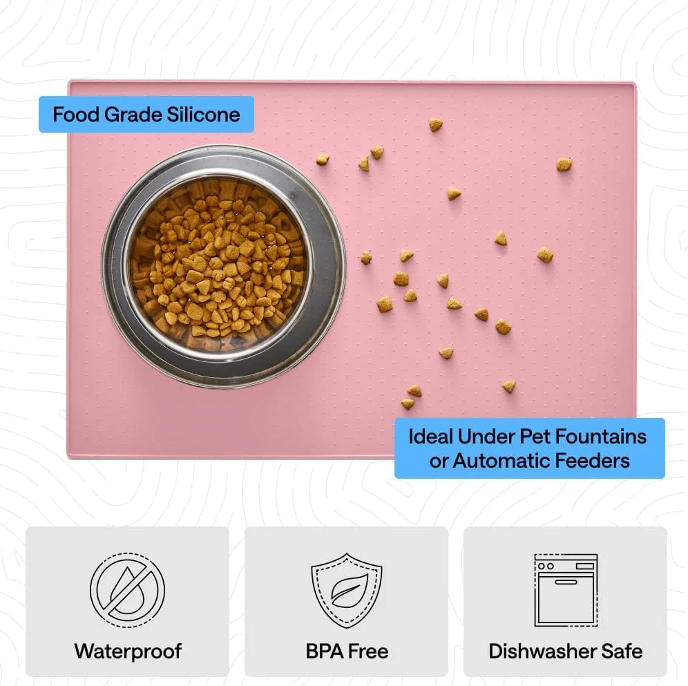 GORILLA GRIP Dog Food Mat, 100% Waterproof Silicone, 26x17 Navy