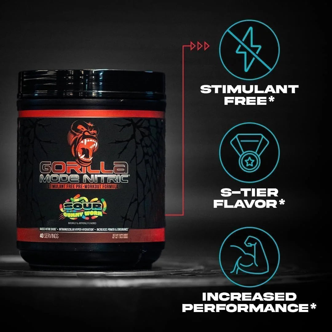Gorilla Mode Nitric Stimulant Free Pre-Workout – Best Tasting and Most Effective Stimulant Free Pre-Workout/Massive Pumps · Vasodilation · Power / 688 Grams (Fruit Punch)