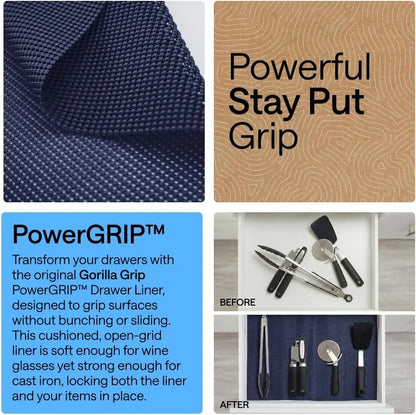 GORILLA GRIP powerGRIP Drawer Shelf and Cabinet Liner, 24"x30', Light Gray