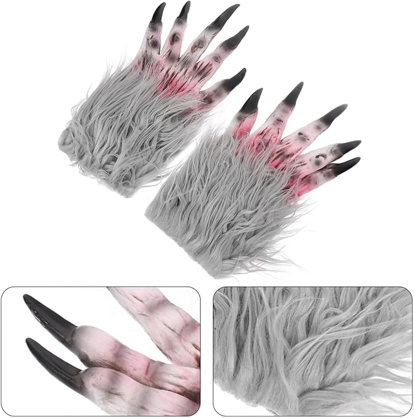 BXT Adults Lifelike Latex Halloween Ape Claws Animal Paws Gloves Mittens Cosplay Costume Props Furry Papion Gorilla Handwear