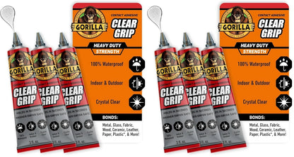 Gorilla Clear Grip Waterproof Contact Adhesive, 3 Ounce Tube, Clear, (Pack of 5)