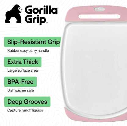 GORILLA GRIP BPA-Free Reversible Kitchen Cutting Board, Set of 3, Turquoise