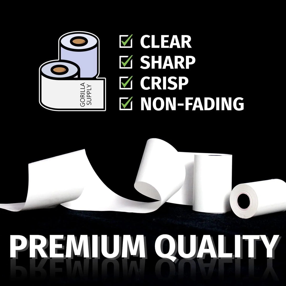 (50) Gorilla Supply 2 1/4 x 85 Thermal Paper Receipt Rolls Clover Mini Verifone VX510 VX570 FD50 T4220, 2.25 x 85 ft, POS/Cash Register Paper, BPA Free, 50 Rolls (Pack of 2)