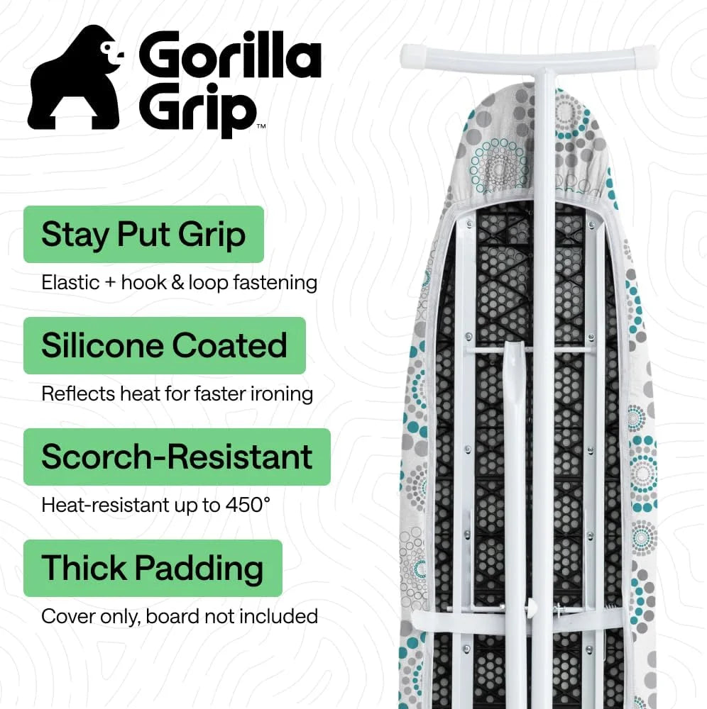 GORILLA GRIP Padded Ironing Board Cover, 15x54 Silver