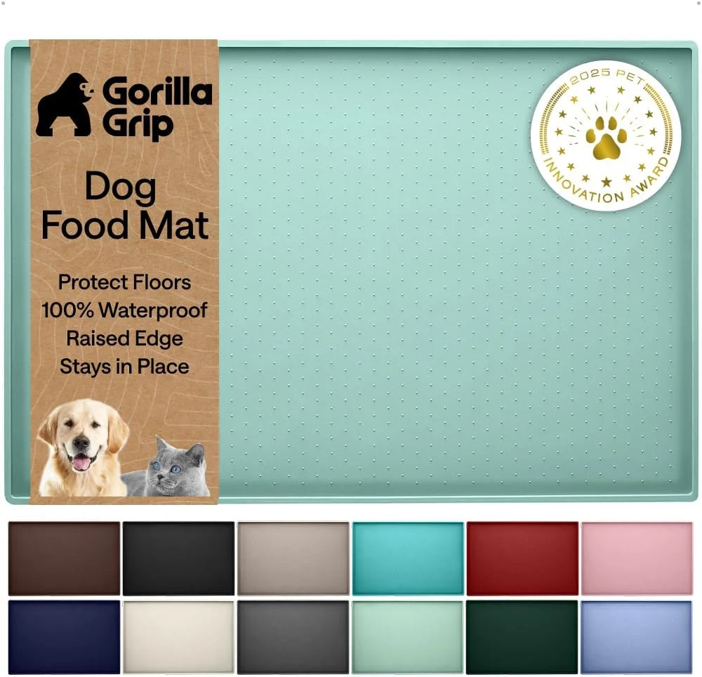 GORILLA GRIP Dog Food Mat, 100% Waterproof Silicone, 26x17 Navy