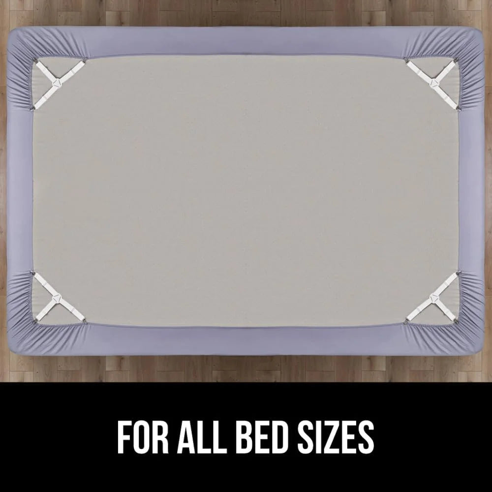 GORILLA GRIP Patented Fitted Bed Sheet Holders for Corners, 8 Pack White