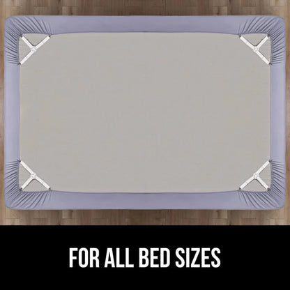 GORILLA GRIP Patented Fitted Bed Sheet Holders for Corners, 8 Pack White