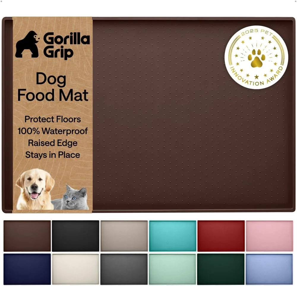 GORILLA GRIP Dog Food Mat, 100% Waterproof Silicone, 26x17 Navy