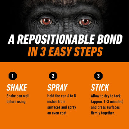 Gorilla Heavy Duty Spray Adhesive, Multi Purpose, Clear, 14 oz, 2-Pack