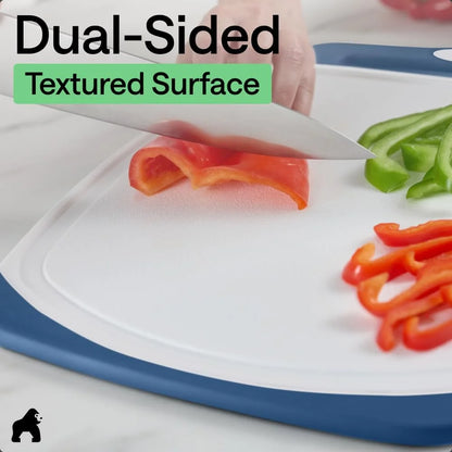 GORILLA GRIP BPA-Free Reversible Kitchen Cutting Board, Set of 3, Turquoise