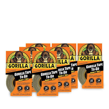 Gorilla 6100101-5 Duct Tape to-Go, 1" x 10 yd, Black, (Pack of 5), 5-Pack, 5 Piece
