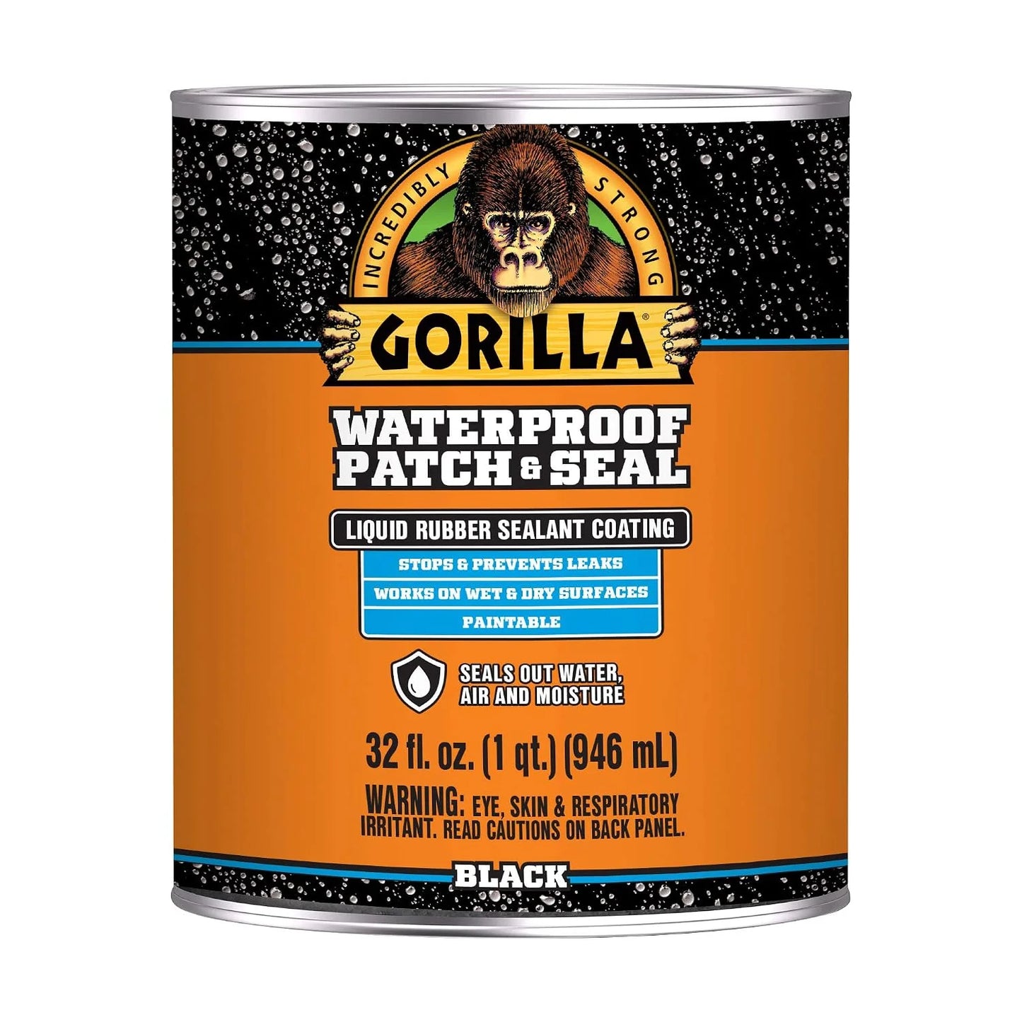 Gorilla Patch & Seal Liquid Rubber Waterproof Sealant, White, 32 Ounce (Pack of 6) - Seals Out Water, Air, and Moisture
