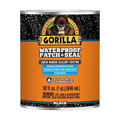 Gorilla Patch & Seal Liquid Rubber Waterproof Sealant, White, 32 Ounce (Pack of 6) - Seals Out Water, Air, and Moisture