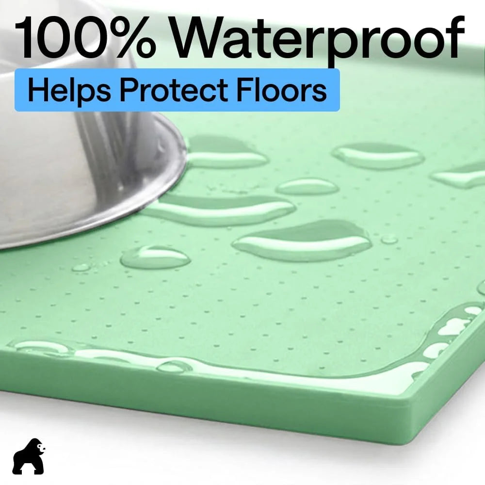 GORILLA GRIP Dog Food Mat, 100% Waterproof Silicone, 26x17 Navy