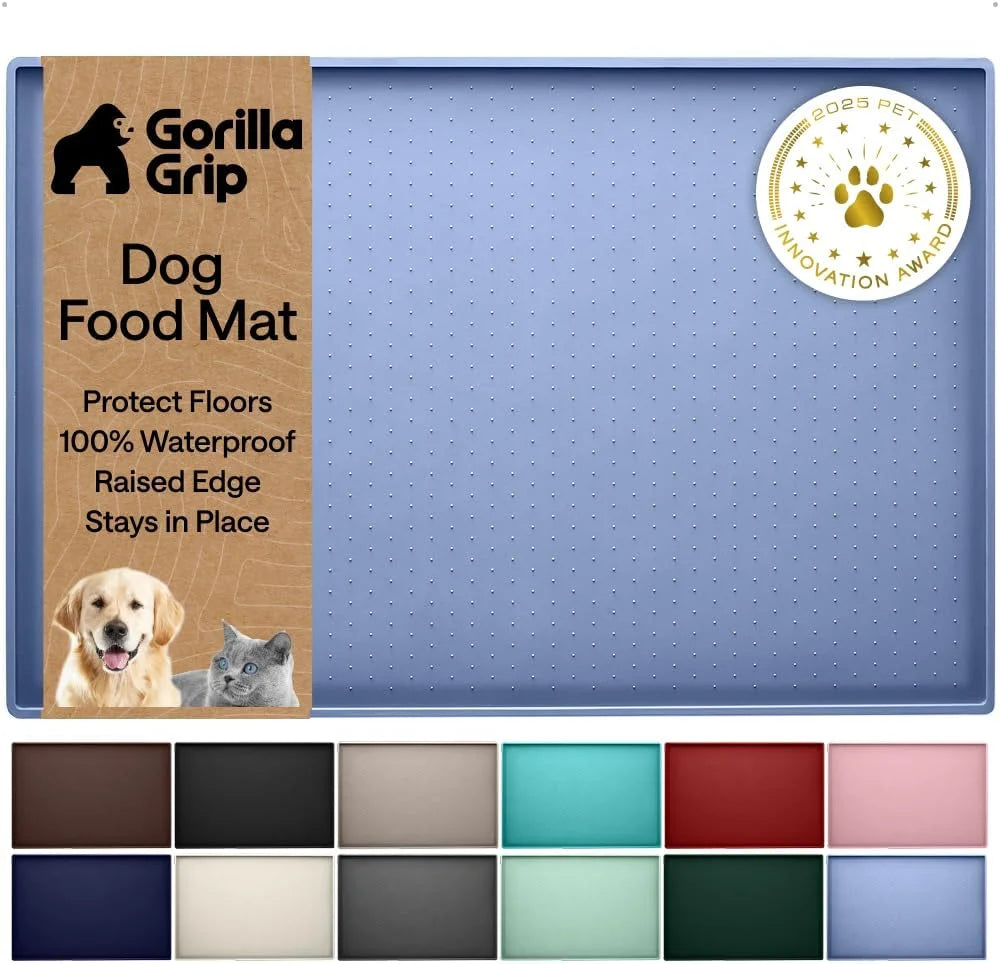 GORILLA GRIP Dog Food Mat, 100% Waterproof Silicone, 26x17 Navy