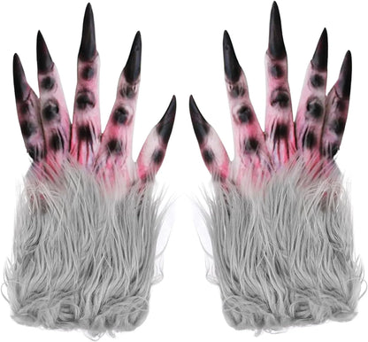 BXT Adults Lifelike Latex Halloween Ape Claws Animal Paws Gloves Mittens Cosplay Costume Props Furry Papion Gorilla Handwear