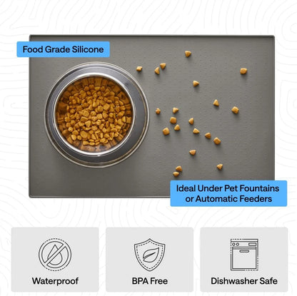 GORILLA GRIP Dog Food Mat, 100% Waterproof Silicone, 26x17 Navy