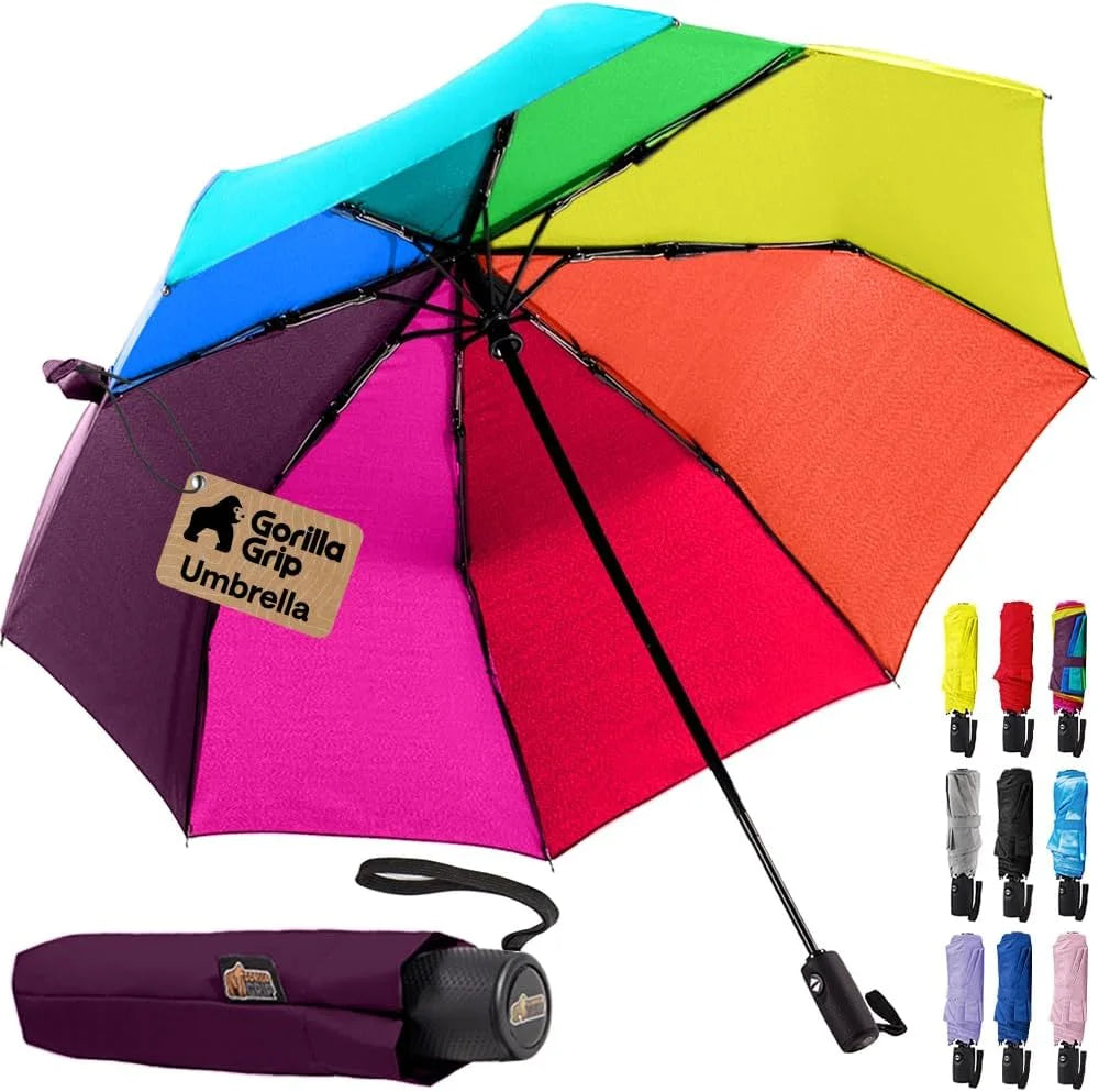 GORILLA GRIP Compact Travel Size Umbrella for Rain, Cats and Dogs
