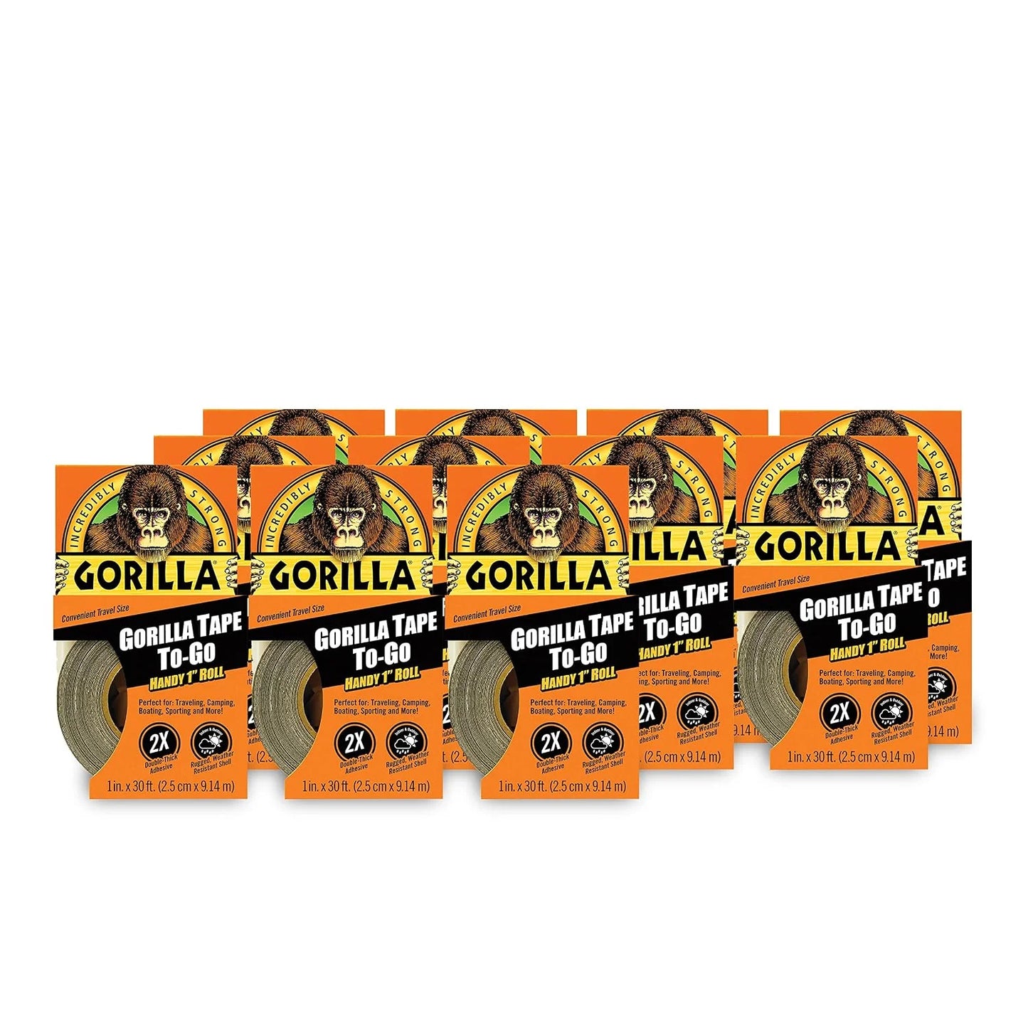 Gorilla 6100101-5 Duct Tape to-Go, 1" x 10 yd, Black, (Pack of 5), 5-Pack, 5 Piece