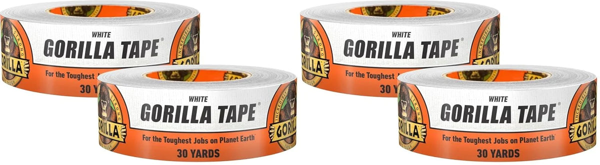 Gorilla Tape, White Duct Tape, 1.88" x 30 yd, White | (Pack of 12)