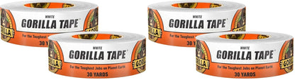 Gorilla Tape, White Duct Tape, 1.88" x 30 yd, White | (Pack of 12)