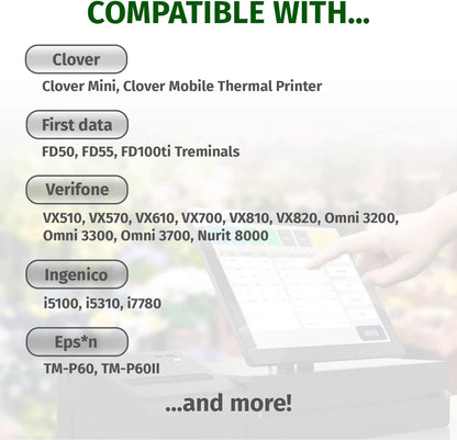 (50) Gorilla Supply 2 1/4 x 85 Thermal Paper Receipt Rolls Clover Mini Verifone VX510 VX570 FD50 T4220, 2.25 x 85 ft, POS/Cash Register Paper, BPA Free, 50 Rolls (Pack of 2)