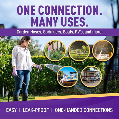 Gorilla Easy Connect Garden Hose Quick Connect Fittings ¾ Inch GHT Solid Brass Leak Proof to 200 PSI Heavy Duty