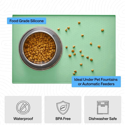 GORILLA GRIP Dog Food Mat, 100% Waterproof Silicone, 26x17 Navy