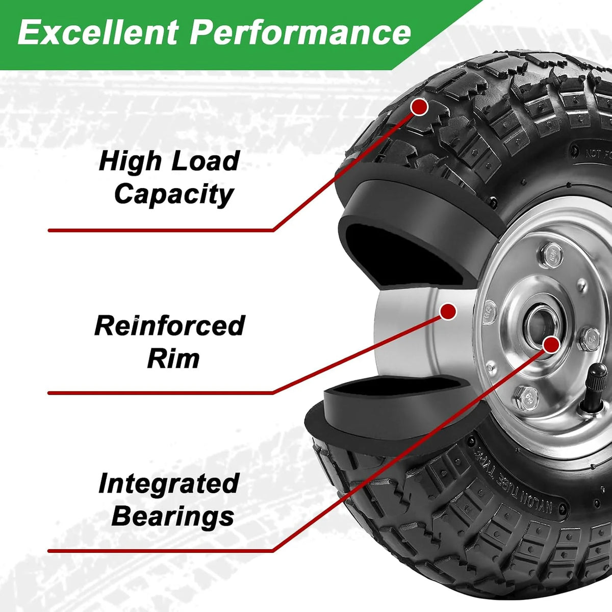 10" Heavy-Duty Replacement Tires, 4.10/3.50-4" for Gorilla Carts,Hand Trucks,Generators,Lawn Mowers & Garden Wagons - Double Sealed Bearings, 5/8" Axle Bore Hole - Pneumatic Air Tires (2 Pack)