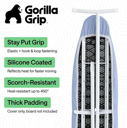 GORILLA GRIP Padded Ironing Board Cover, 15x54 Silver