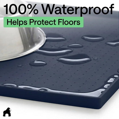 GORILLA GRIP Dog Food Mat, 100% Waterproof Silicone, 26x17 Navy