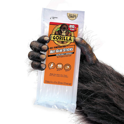 Gorilla Hot Glue Sticks, Clear Glue, Full Size 4" Long x 0.43" Diameter, 45 Count (Pack of 4) - Safe for All Temperatures with Extended Working Time