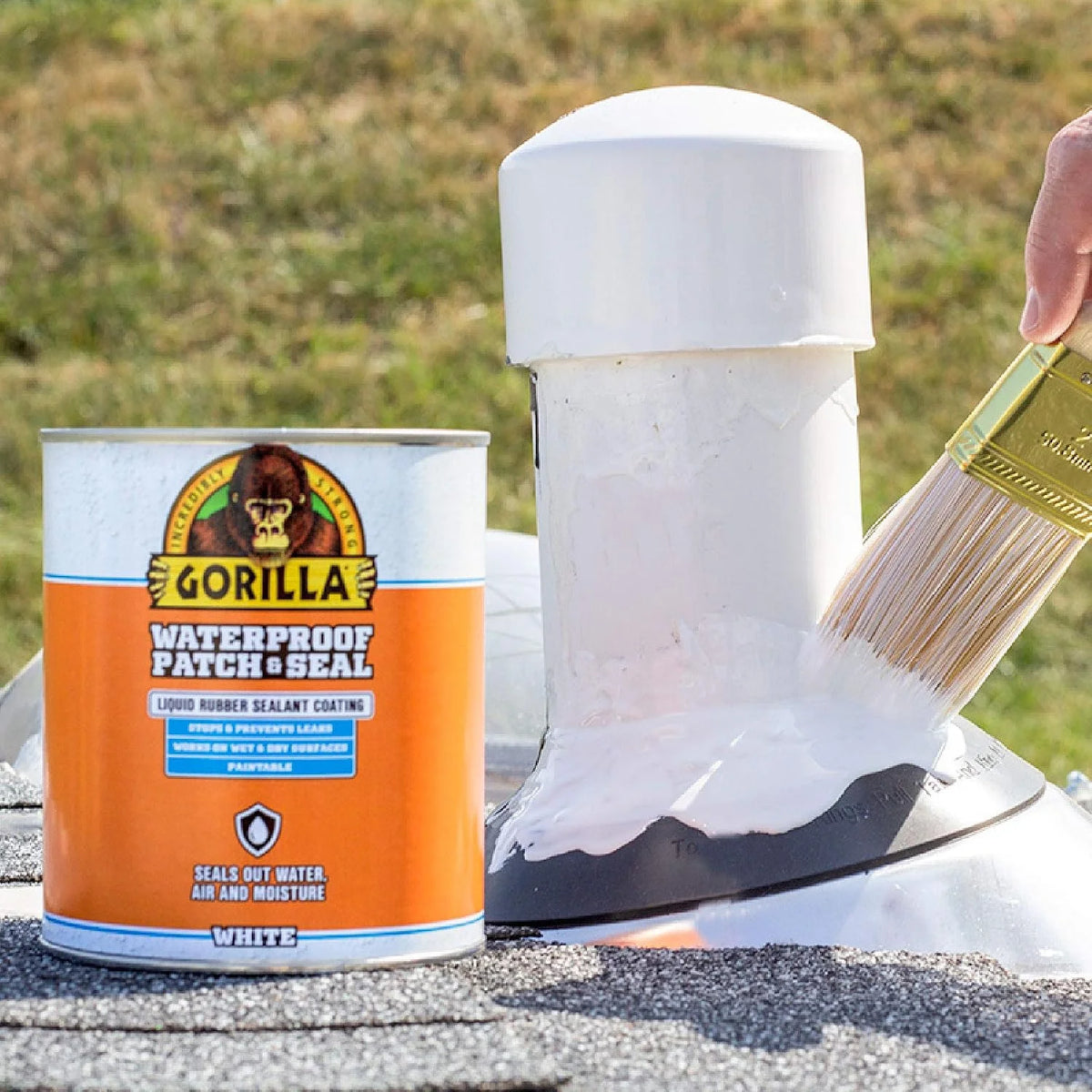 Gorilla Patch & Seal Liquid Rubber Waterproof Sealant, White, 32 Ounce (Pack of 6) - Seals Out Water, Air, and Moisture