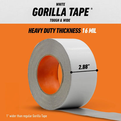 GORILLA Tape Tough & Wide, White, 2.88" x 25 yd