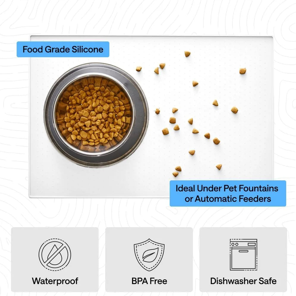 GORILLA GRIP Dog Food Mat, 100% Waterproof Silicone, 26x17 Navy