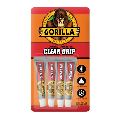 Gorilla Clear Grip Waterproof Contact Adhesive, 3 Ounce Tube, Clear, (Pack of 5)