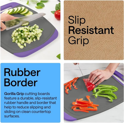 GORILLA GRIP BPA-Free Reversible Kitchen Cutting Board, Set of 3, Turquoise