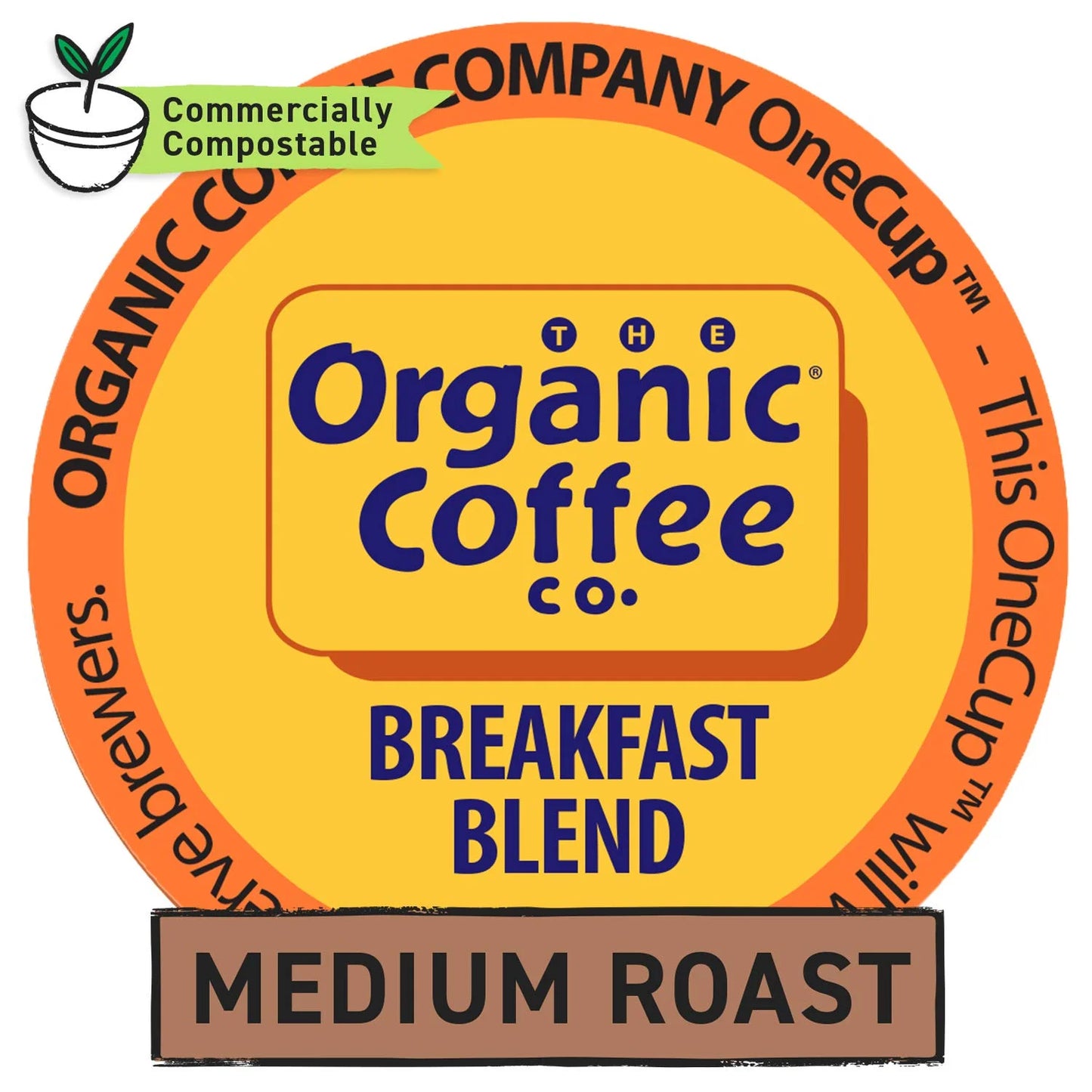The Organic Coffee Co. Compostable Coffee Pods - Gorilla Decaf (36 Ct) K Cup Compatible including Keurig 2.0, Medium Roast, Swiss Water Processed, USDA Organic