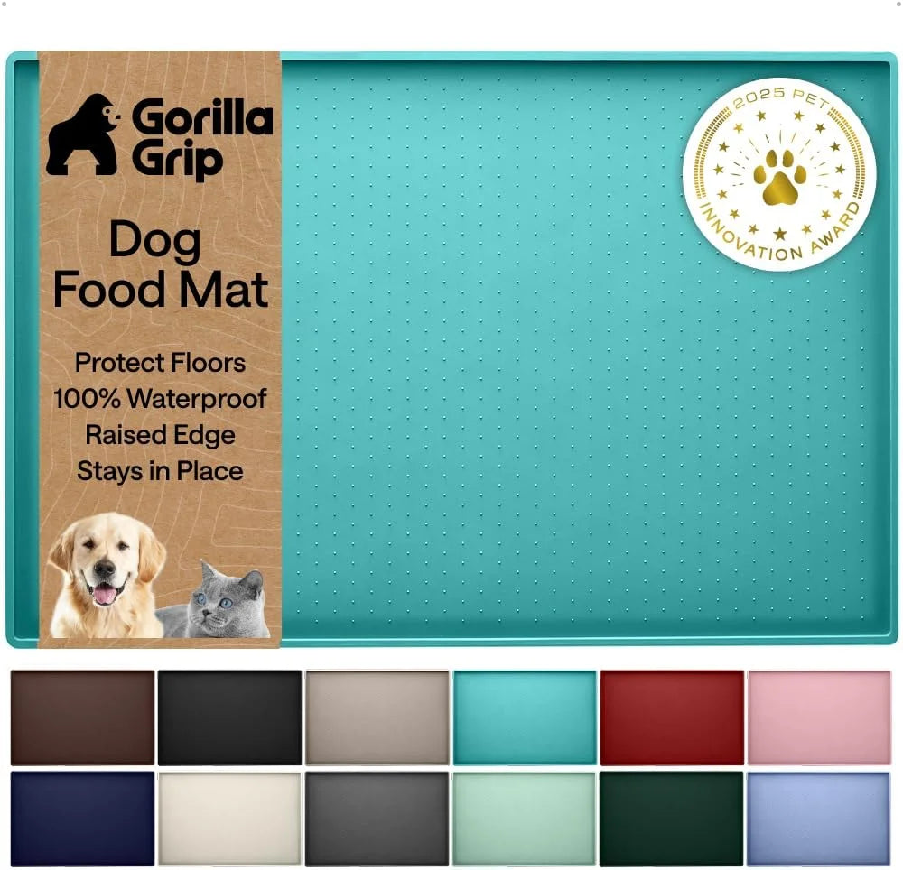 GORILLA GRIP Dog Food Mat, 100% Waterproof Silicone, 26x17 Navy