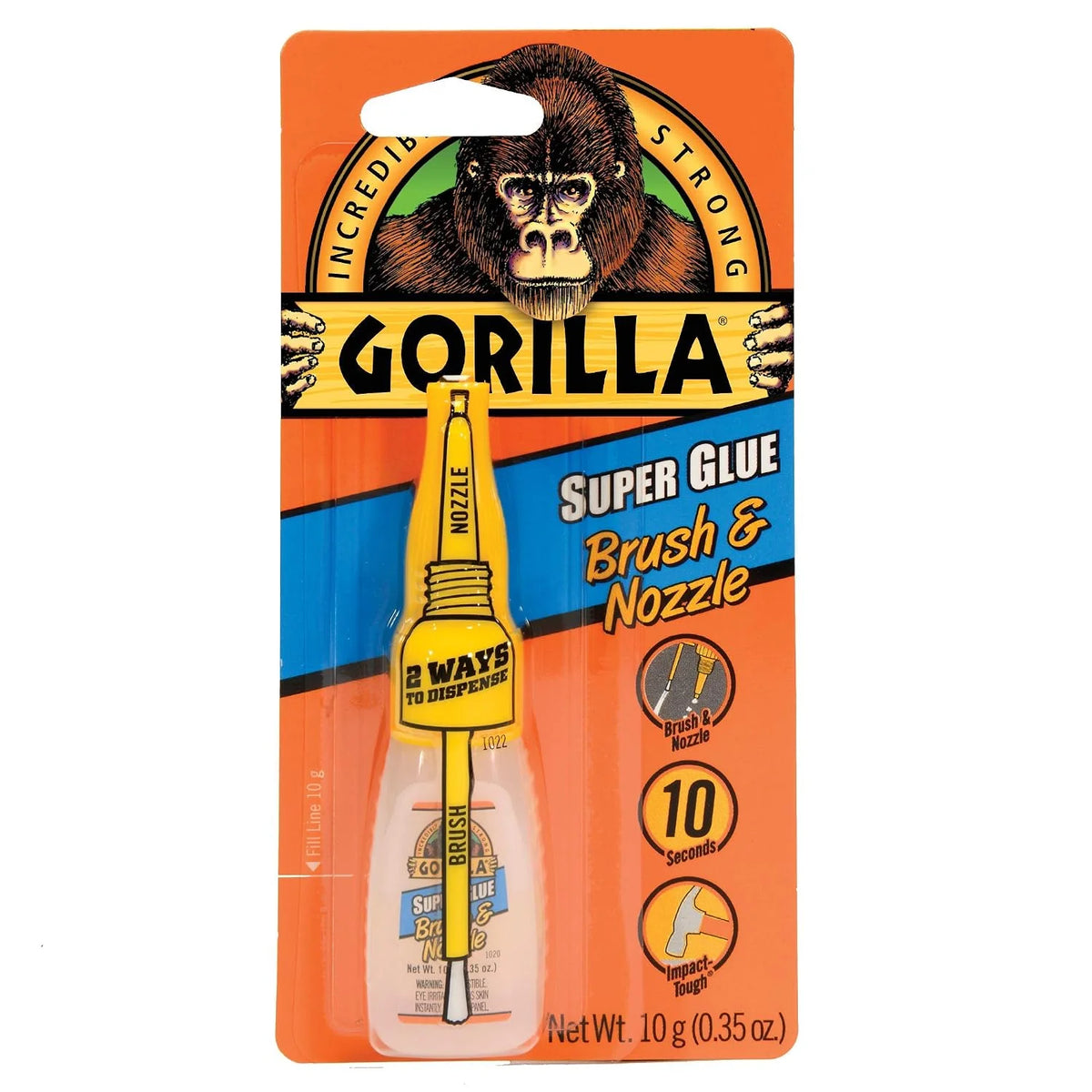 Gorilla Super Glue with Brush & Nozzle Applicator, Clear, 12 g, 2-Pack