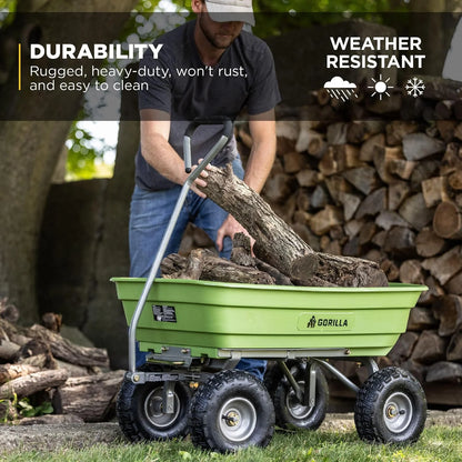 Gorilla Carts Poly Dump Cart, 800 lb. Capacity, 5 Cu Ft, Gray