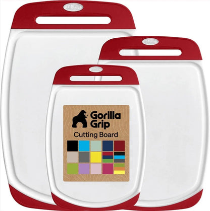 GORILLA GRIP BPA-Free Reversible Kitchen Cutting Board, Set of 3, Turquoise